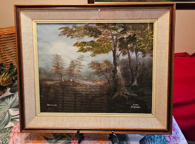 Danny Brennan,Beautiful Original Irish Landscape Painting in Frame  "On the Bank at Woodstown, Co. Waterford"