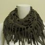 Grey/Brown fringe snood scarf, Image 2