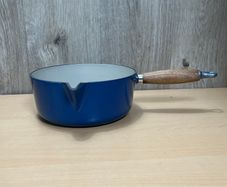 Vintage Le Creuset 22 Cast Iron Saucepan - Cobalt Blue Enamel Made in France