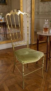 Rare Chiavari Solid Brass Crown Side Chair1950s