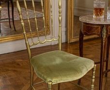 Rare Chiavari Solid Brass Crown Side Chair1950s