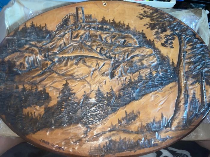 Hand carved wooden relief 1968