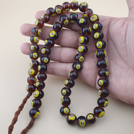 Vintage Venetian African Style Face Glass Beads Necklace 20 inches long