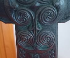 Bronze Sculpture.Replica VIII Century Robed Christ Celtic Cross of Athlone.
