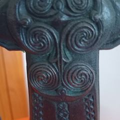 Bronze Sculpture.Replica VIII Century Robed Christ Celtic Cross of Athlone.