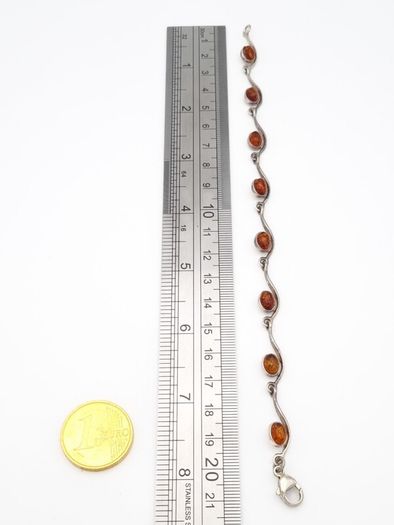 Vintage 925 Sterling Silver & Natural Baltic Amber Minimalist Bracelet