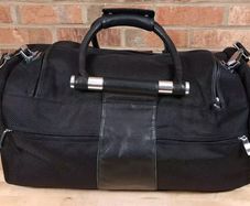 Zero Halliburton Black Twill Duffle Bag Nylon Leather 22 Inch Travel Weekender