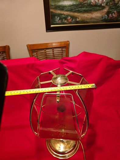 Vintage brass  etched glass table lamp 1970s/80s,