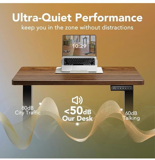Standing Desk with USB Charging Port, 140 x 80 cm, 4 Preset Height Settings
