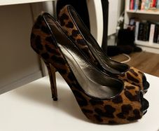 leopard print open toe heels