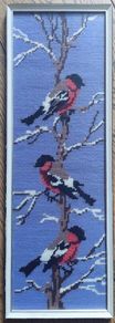 Vintage Swedish Hand Stitched Framed Robins