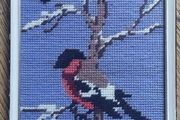Vintage Swedish Hand Stitched Framed Robins