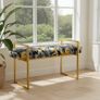Tropical Velvet Bench Gold Metal Frame Image 4