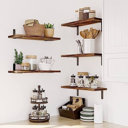 Shelves Wood Wall Mounted Shelf, Rustic Shelves Set Of 5 Multiple Colours Available (free Shipping)