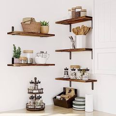Shelves Wood Wall Mounted Shelf, Rustic Shelves Set Of 5 Multiple Colours Available (free Shipping)