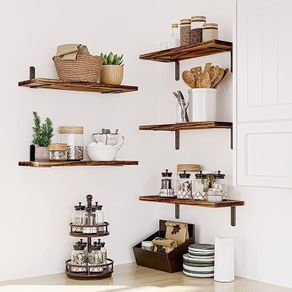 Shelves Wood Wall Mounted Shelf, Rustic Shelves Set Of 5 Multiple Colours Available (free Shipping)