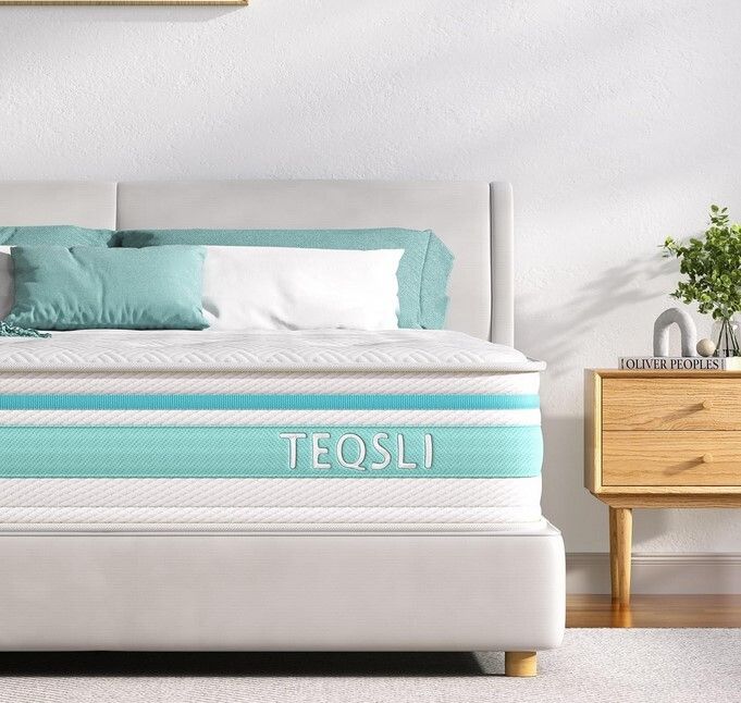 TeQsli Double Mattress 7-Zone Gel Memory Foam, 10 Inch Pocket Sprung Hybrid