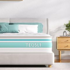 TeQsli Double Mattress 7-Zone Gel Memory Foam, 10 Inch Pocket Sprung Hybrid