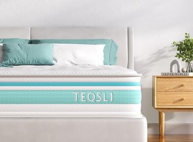 TeQsli Double Mattress 7-Zone Gel Memory Foam, 10 Inch Pocket Sprung Hybrid