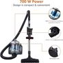 Cylinder Bagless Vacuum Cleaner with HEPA filter for Hardfloor, Carpet & Car, Compact & Lightweight, 700W, 1.5L, Black Image 4