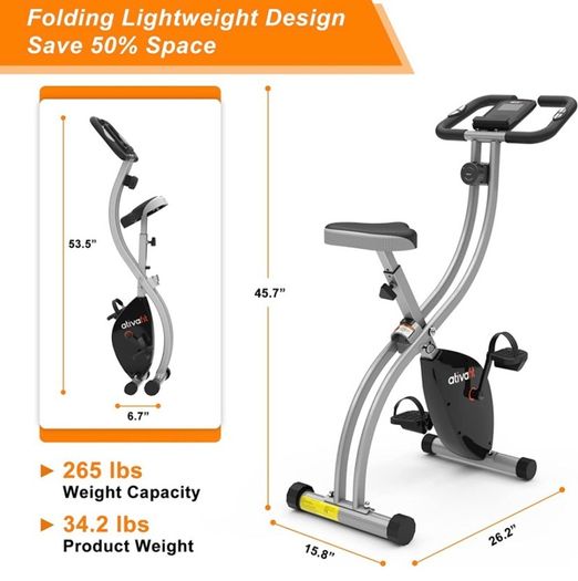 Exercise Bike Foldable Fitness Bike Magnetic Foldable Indoor Cycling Bike 3-In-1 Foldable Exercise Bike for Home Use (FREE POSTAGE)