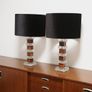 Mid-Century Pair of Clear Glass and Rosewood Table Lamps by Atelje Glas & Tra, 1960s. Image 3