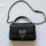 Pinko Love Bag Black Chevron Leather Shoulder Bag Original + Dust Bag Image 2
