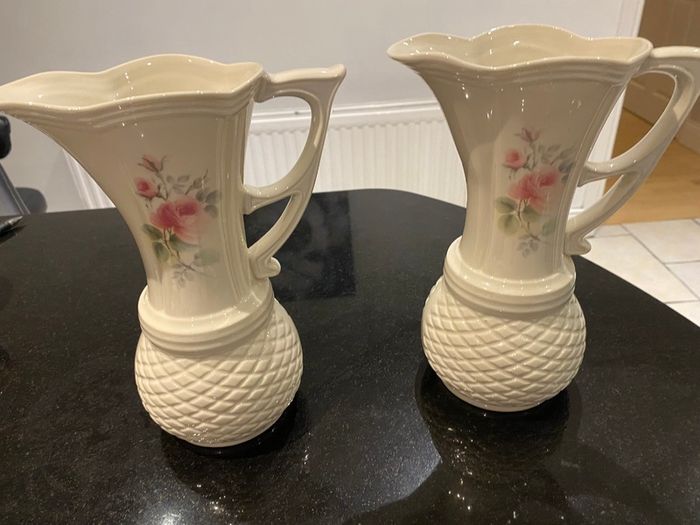Donegal Parian ware pair of 9 inch Ewers