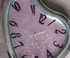 Pink glitter Silver wall clock