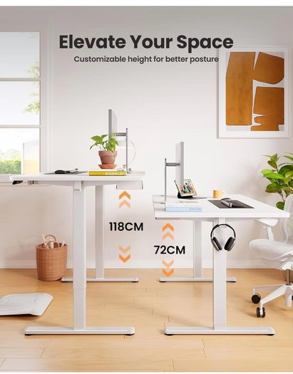 Electric Standing Desk 160 x 80 cm, Height Adjustable Desk, Sit Stand Table