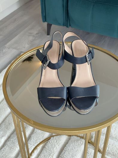 Ladies Navy Block Heel Sandals by Carvela
