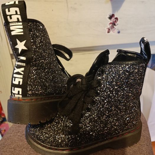 Designer girls Miss sixty glitter Dr Martens style boots shoes 11 UK eur 29