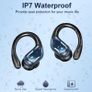 Rulefiss BX27 Bluetooth Headphones 5.4 Sport, 75-Hour Battery Life, Hi-Fi Stereo Deep Bass Wireless Earbuds, 4 ENC Noise-Cancelling Mics, IP7 Waterproof In-Ear with Ear Hooks, USB-C, LED Display Image 3