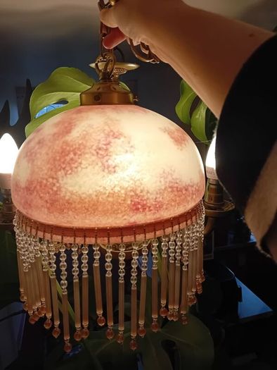1940s glass french ceiling light