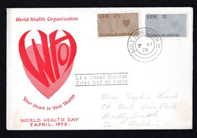 1972 Ireland World Health Day Commemorative Stamps Illustrated First Day Cover (FDC)
