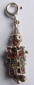 Vintage Genuine 925 Sterling Silver Movable Clown Pendant Set With Austrian Crystals
