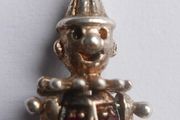 Vintage Genuine 925 Sterling Silver Movable Clown Pendant Set With Austrian Crystals