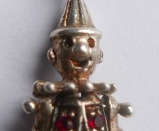 Vintage Genuine 925 Sterling Silver Movable Clown Pendant Set With Austrian Crystals