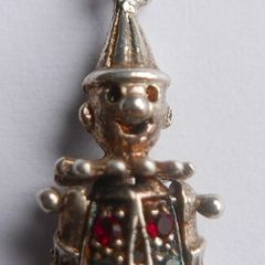Vintage Genuine 925 Sterling Silver Movable Clown Pendant Set With Austrian Crystals