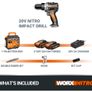 WORX Nitro 18V (20V MAX) Cordless Impact Drill, PowerShare, Brushless Motor, 60Nm, 13mm Chuck, Variable Speed Control, LED Light, 2pcs 2.0 Ah Batteries Included, WX352 Image 7