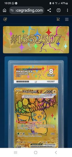 Pikachu EX Ace graded 8
