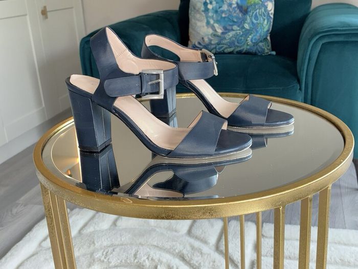 Ladies Navy Block Heel Sandals by Carvela