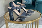 Reduced Ladies Navy Block Heel Sandals by Carvela
