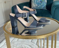 Ladies Navy Block Heel Sandals by Carvela