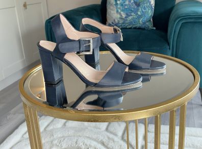 Ladies Navy Block Heel Sandals by Carvela