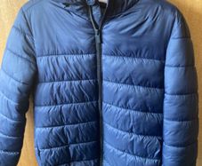 Navy Padded coat with hood. Suit 10/11 yrs