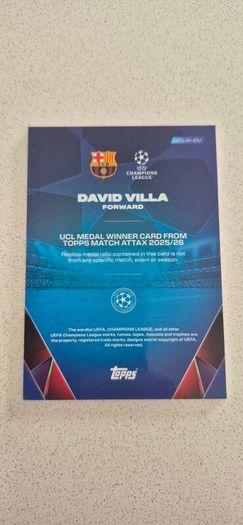 Match Attax 25/26 David Villa UCL Medal Winner Relic Card