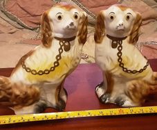 pair of vintage chalk mantle dog's,