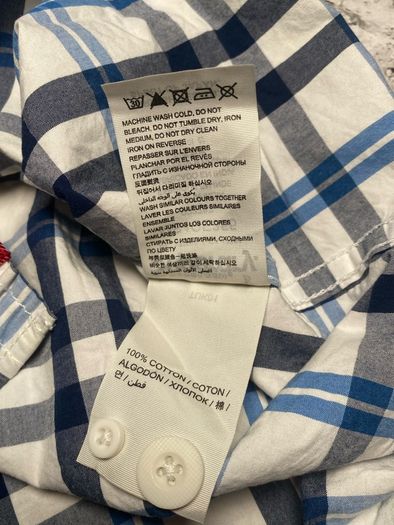 Superdry The Washbasket Shirt Mens Blue & White Check Long Sleeve Shirt Size Large