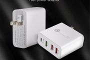 QC 3.0 &amp; PD USB 4 Ports Wall Fast Charger 48W [2 Power Plugs (US/UK)] (Brand New/Warranty)